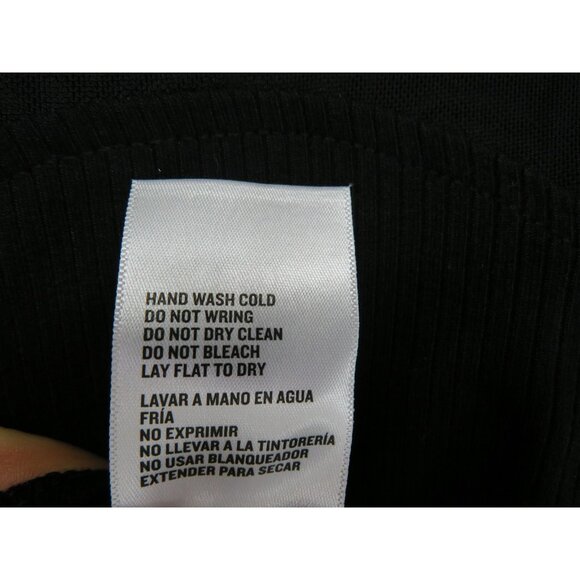 Francesca's Bodysuit Womens Medium Black Mesh Sheer Long Sleeve Ribbed TFD6D180 - Picture 7 of 10